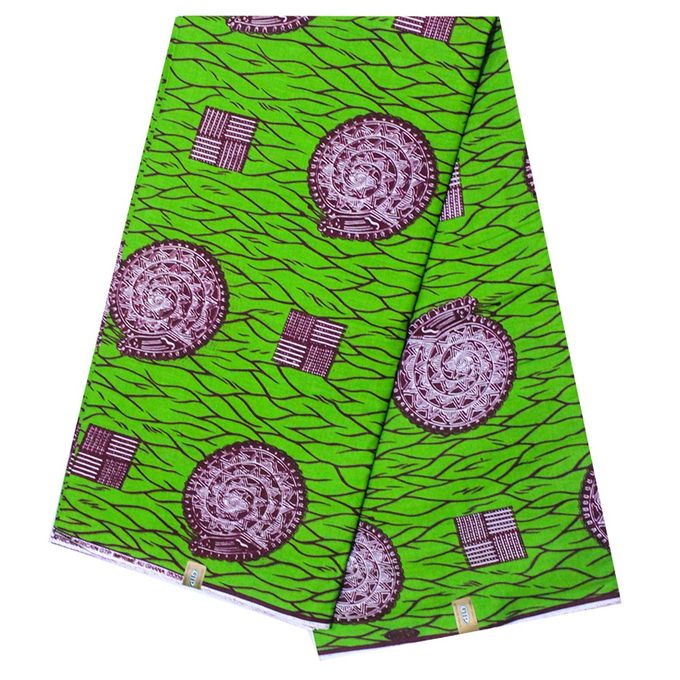 Complet Pagne Africain GTP WAX GHANA Dominique - 6 Yards - Vert – Image 1