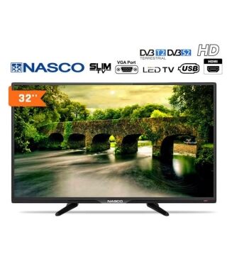Nasco Slim TV LED 32" - Décodeur Intégré - HD - Régulateur de tension - HDMI - USB - VGA - Noir – Image 1