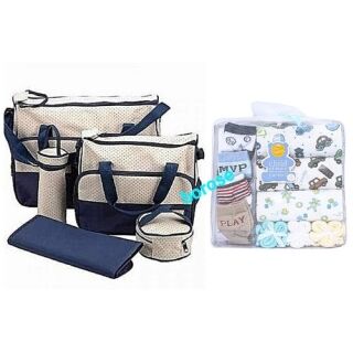 Sac à Langer Bleu Nuit + Kit Ensemble Grenouillère Multicolore – Image 1