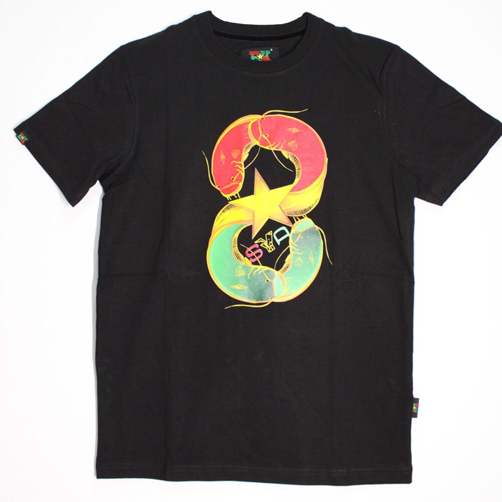 T-shirt Enfant Burkindi avec motif à col rond - Noir/Multicolore – Image 1