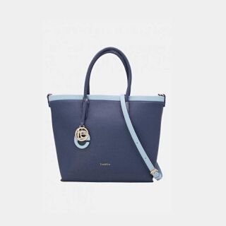 Sac Cabas Bicolore Effet Cuir Grainé - TOM & EVA - Marine/Bleu – Image 1