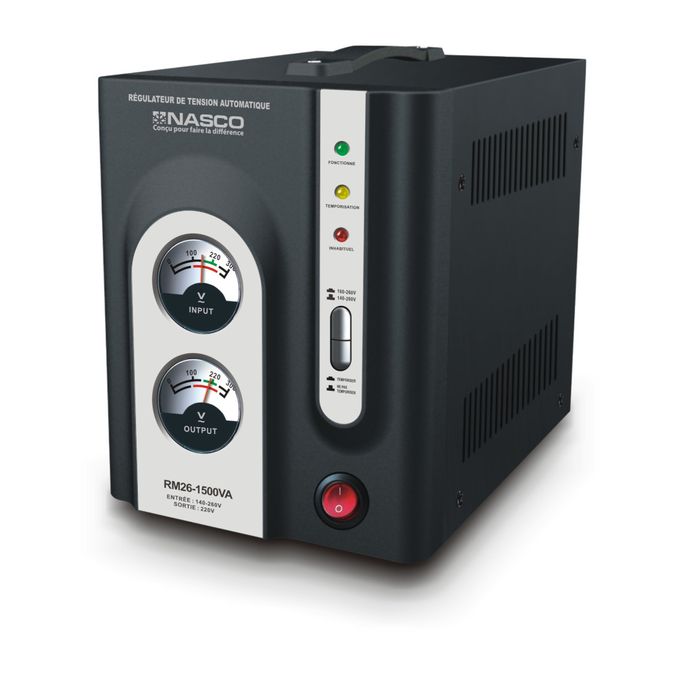 Nasco Stabilisateur - Rm26-1500Va - Compteur à aiguille - 4Pcs - Ct - Sortie:220V - Noir – Image 1