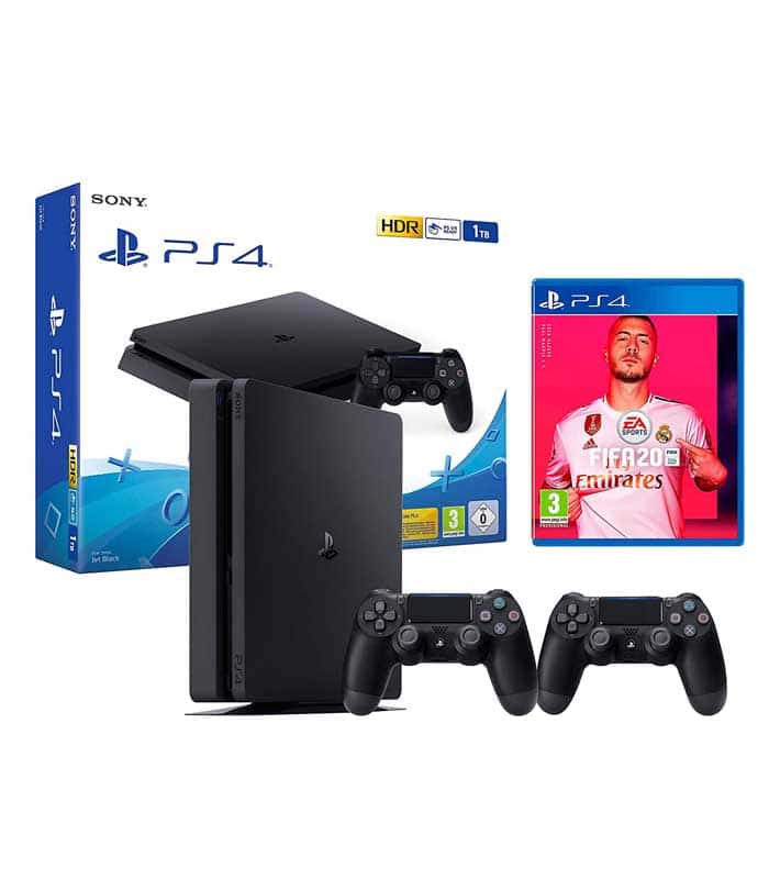 Playstation 4 Slim 500 Go + FIFA 19 + 2 Manettes - Noir – Image 1