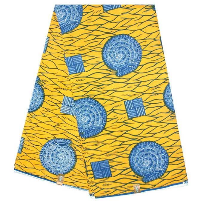 Complet Pagne Africain GTP WAX GHANA Dominique - 6 Yards - Jaune – Image 1