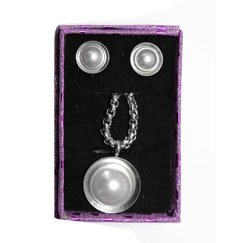Ensemble collier + boucle d’oreille en inox - Argenté – Image 1
