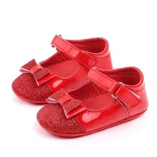 Chaussures rouges à nœud pour bébé fille – Image 1