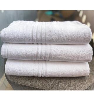 Lot de 3 serviettes de bain 100 % coton - Blanc – Image 1