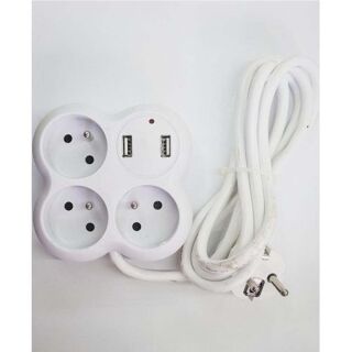 Rallonge Multiprises 3 trous et 2 port USB+câble Android – Image 1
