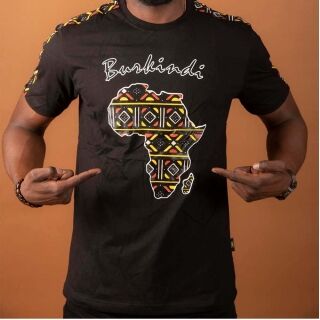 T-shirt Burkindi motif Afrique Bogolan à col rond - Noir – Image 1