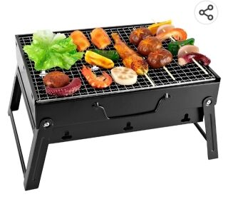 Barbecue Portable En Acier Au Charbon De Bois - Noir – Image 1