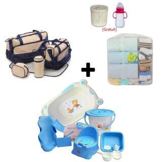 Kit Ensemble Baignoire +  Sac à langer + Grenouillère - Bleu – Image 1