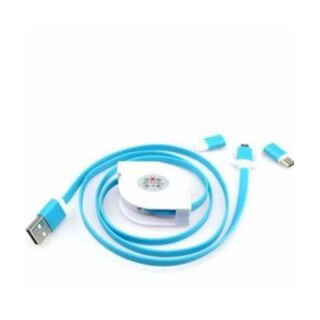 Câble Rétractable 3 En 1 - Cordon De Chargeur Multi - Bleu Ciel – Image 1