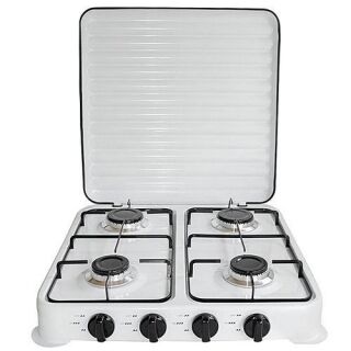 Cuisinière De Table 4 Feux Avec Couvercle Strié En Inox – Image 1