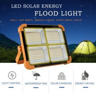 Projecteur solaire 100W à LED avec batterie au lithium rechargeable – Image 1