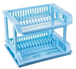 Panier en plastique d’égouttoir à vaisselle bleu ciel – Image 1