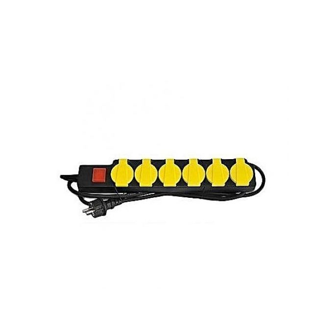 Rallonge Multiprise Parafoudre Qualité Supérieure - 6 Ports - Jaune Noir – Image 1
