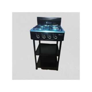 YUCEL Cuisinière à Gaz 4 Feux Avec Étagère - Noir – Image 1