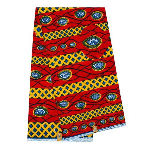Pagne Africain Œil De Ma Rivale - 100% coton 6 yards - Jaune/Rouge – Image 1
