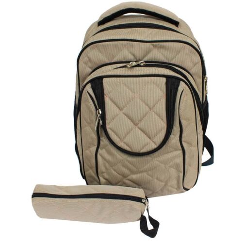 Sac à dos avec trousse - 38cm x 28 cm - Kaki – Image 1