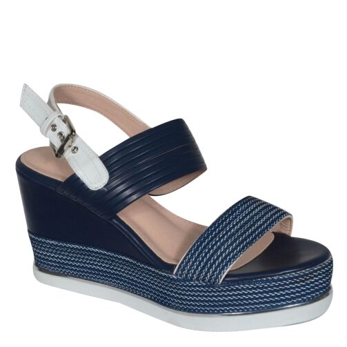 Sandales compensée MOOW - Bleu – Image 1