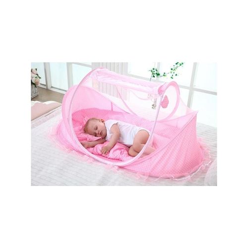 Berceau Bébé Portable Tente Avec Moustiquaire - Pliable - Rose – Image 1