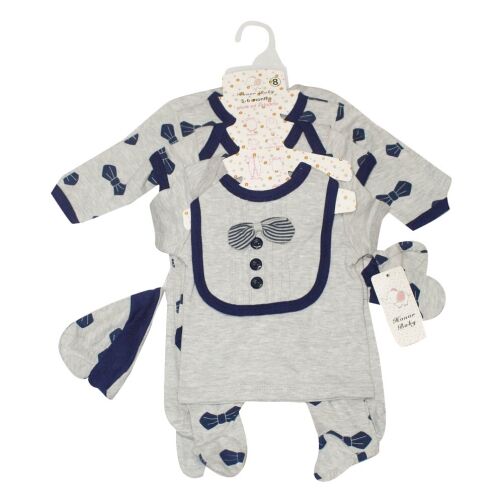 Kit de naissance 8 pièces de bébé de 3 à 9 mois - Gris/Bleu – Image 1