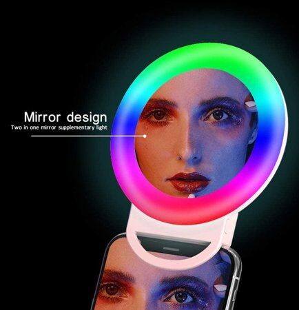 RGB Selfie LED Mobile Ring Light Miroir Rechargeable – Image 1