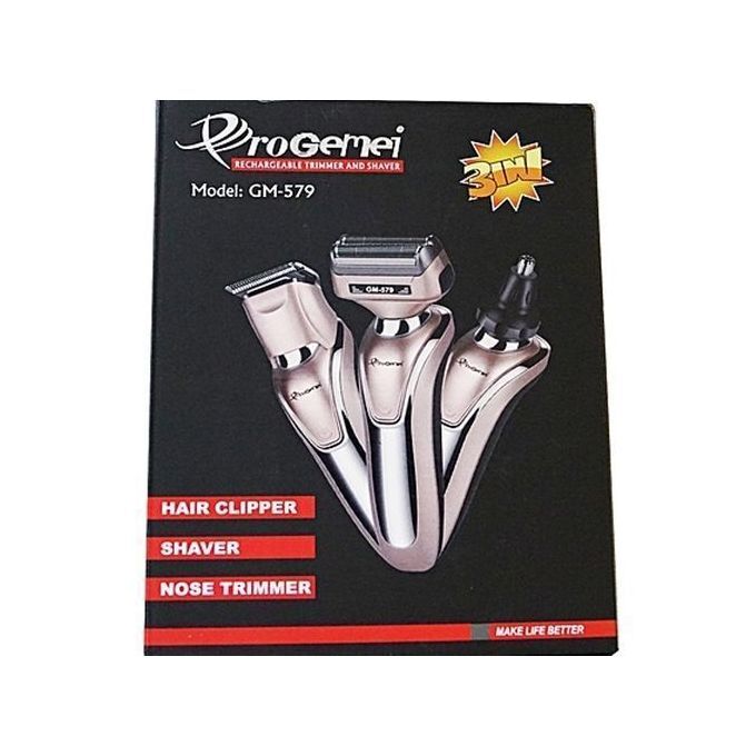 Progemei Gemei Gm-579 3 En 1 Rasoir Tondeuse à Cheveux Rasoir Hommes ET Femmes – Image 1
