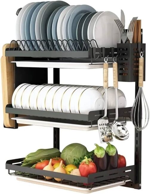 Égouttoir de cuisine à vaisselle à 3 niveaux – Image 1