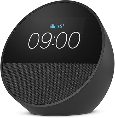Nouvel Amazon Echo Spot (modèle 2024) | Réveil connecté avec un son de qualité et Alexa | Noir – Image 1