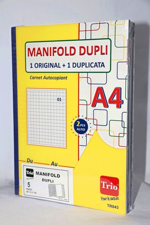 Manifold Dupli carnet autocopiant - TRIO - format A4 - Paquet de 5 – Image 1