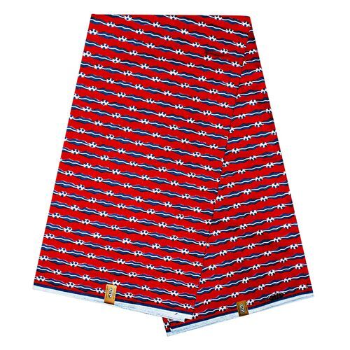 Pagne Africain Mari Capable - 100% coton 6 Yards - Rouge/Bleu – Image 1