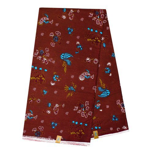 Pagne Africain Sac à Puces - 100% coton 6 yards - Marron – Image 1
