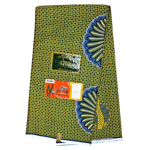 Pagne WAX Coquillage - 100% coton 6 yards - Jaune/Bleu – Image 1