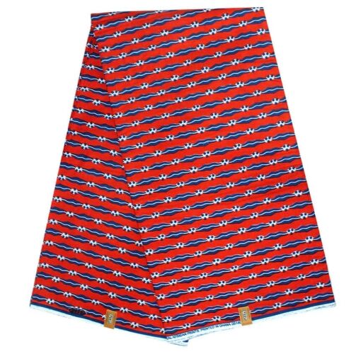 Complet Pagne Africain Mari Capable - 6 Yards - Rouge/Bleu – Image 1