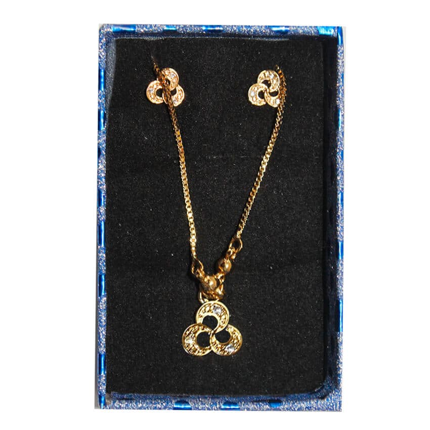 Ensemble collier + boucle d’oreille en inox - Doré – Image 1