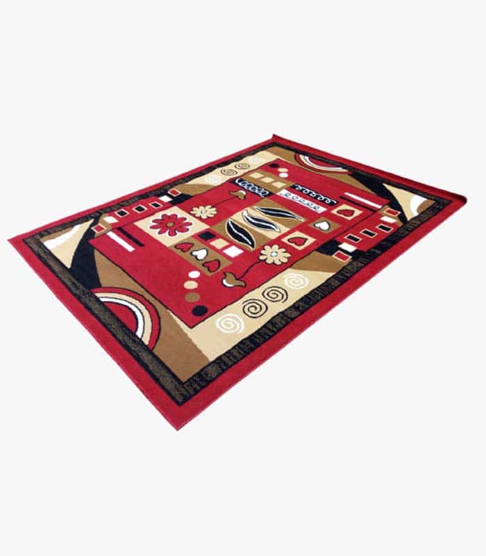 Tapis De Salon - 220- 160 cm - Rouge/Noir/Beige – Image 1