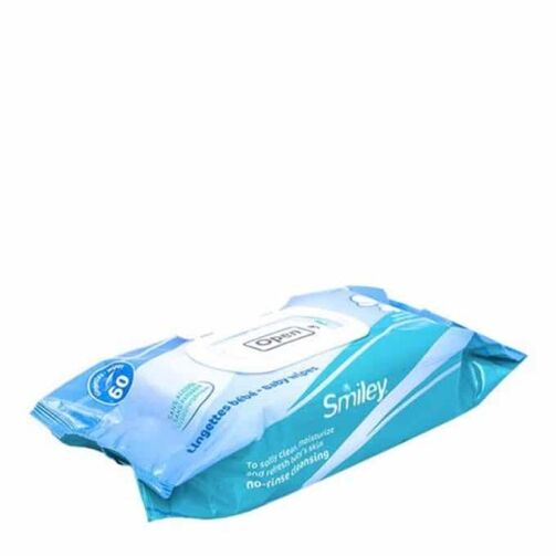 Smiley Pack de 60 Lingettes Bébé - Parfum Fleur Coton – Image 1