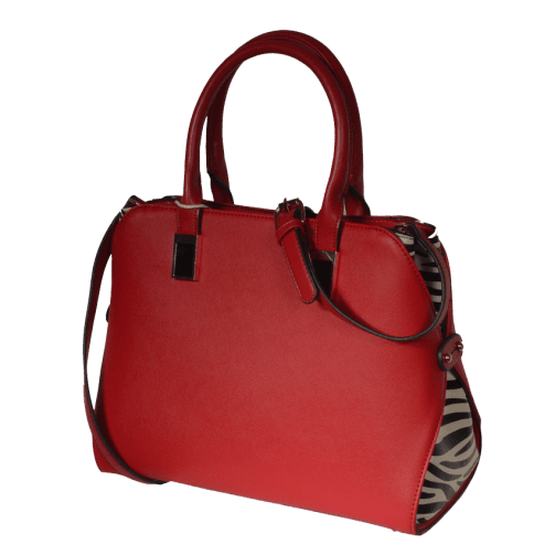 Sac à main effet zèbre grainé -  TOM & EVA - Rouge – Image 1