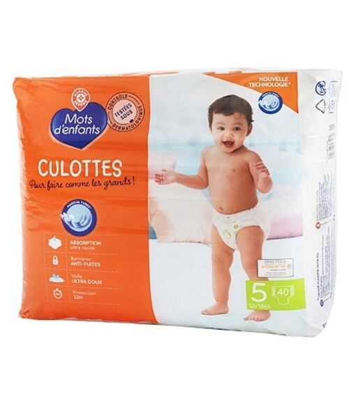 Couches Culottes T5 (12-18 Kg) - Mots d'Enfants - 40 Couches – Image 1