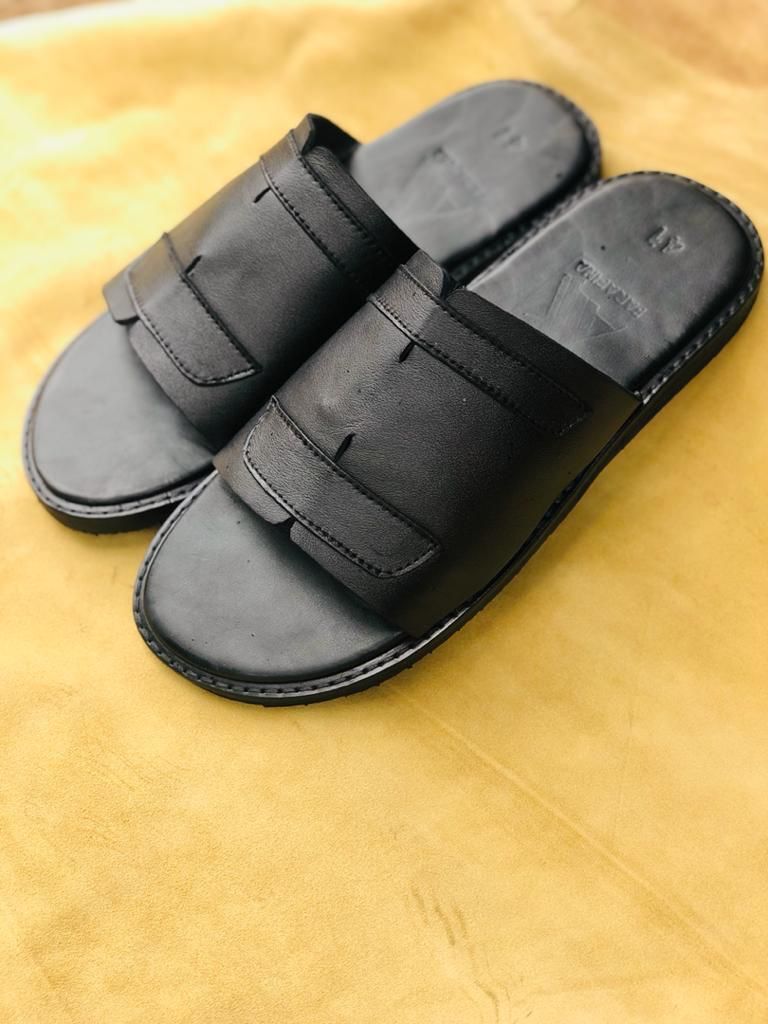 Sandale en Cuir Claquette - Noir – Image 1