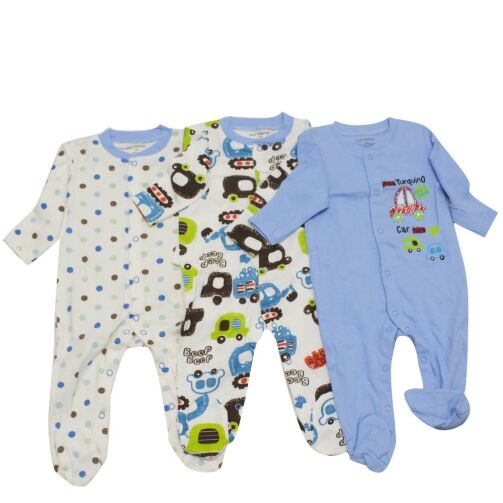 Kit 3 grenouillères - De 6 mois pour bébé - Différent motif/Bleu – Image 1