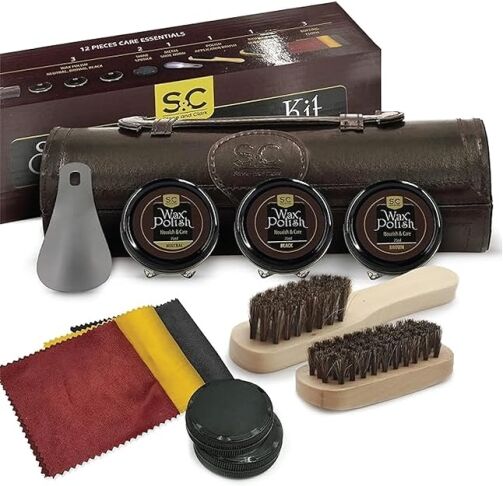 Kit de cirage et d'entretien pour chaussures - Stone & Clark - Marron foncé – Image 1