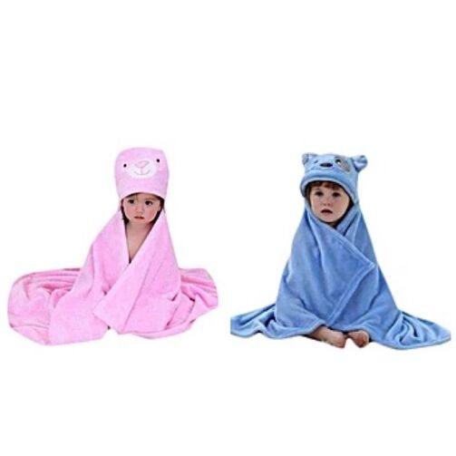 Serviette Drap Capuche - Rose/Bleu – Image 1
