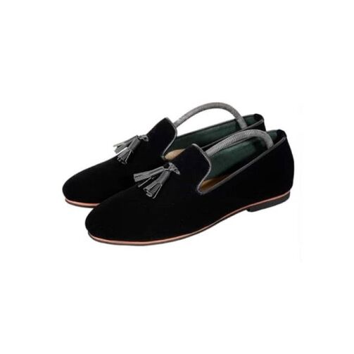 Mocassins homme à pompons - Noir – Image 1