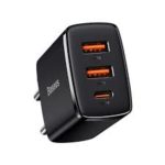 BASEUS - Chargeur rapide compact CCXJ-E01 2xUSB+Type-C 30W - Noir – Image 3