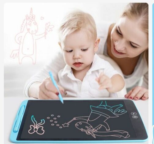 Ardoise tablette LCD-8.5 pour enfant avec Stylet et verrouillage des touches bleu – Image 1