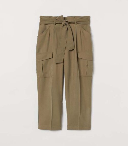 Pantalon paper bag- H&M - Vert kaki – Image 1
