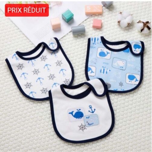 3 bavoirs en coton pour bébé - motifs variables – Image 1