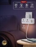 Adaptateur de prise d’alimentation 3 en 1 PEGANT, charge rapide USB-C 20 W, 2 USB-A QC3.0, 2 prises universelles – Image 3
